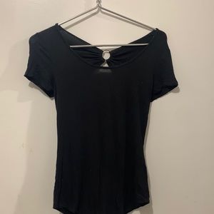 Black short sleeved top. Thin cotton blend
